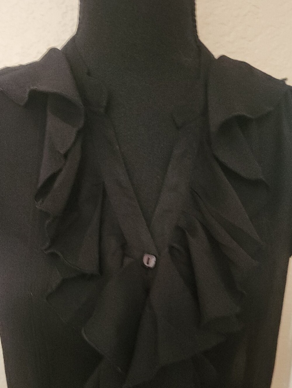 Women's Black Ruffle-Front Blouse - Picture 3 of 7
